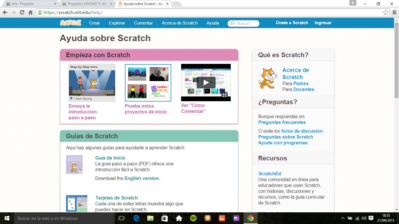 Captura de pantalla de Scratch