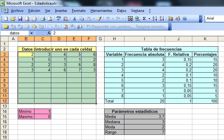 Captura de pantalla de Excel